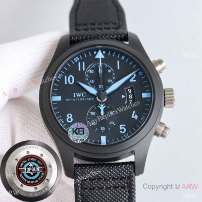 Swiss Grade 1 IWC Pilot's Chronograph Top Gun Ceramic-Blue Arabic Watches